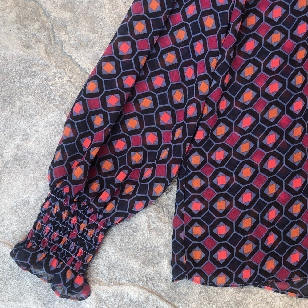 Highline Collective Geometric Print Ruffled Collar blouse top - Picture 8 of 8